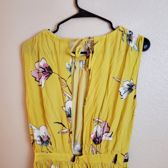 Zara Basic Yellow Floral Sleeveless Boho Summer Spring Midi Dress - Picture 7 of 7